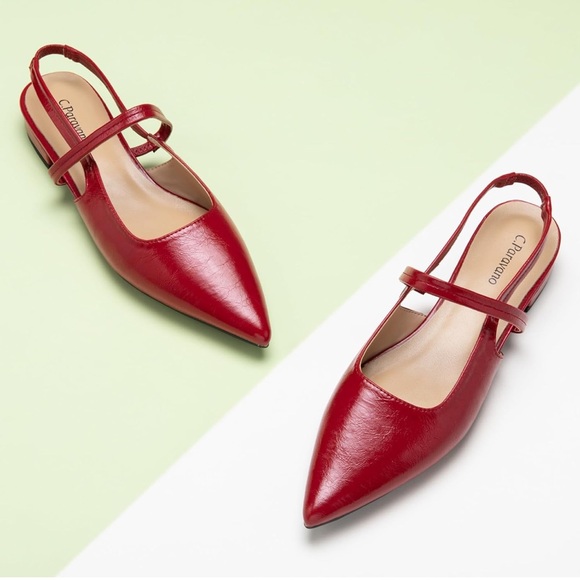 C.Paravano Shoes - Ankle Strap Flats Sandals Comfort Leather Dress Shoes ‏Women's Slingback Flats